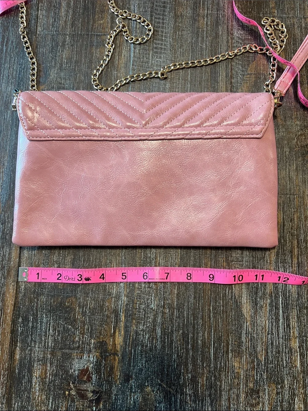 Pink Quilted Chain Crossbody Clutch